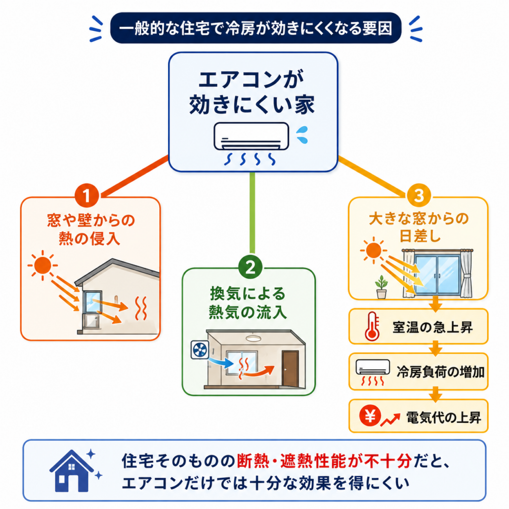 エアコンが効きにくくなる3つの要因